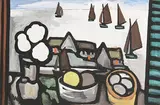 Watching the Regatta by Markey Robinson, gouache on board, offered Dec 2018