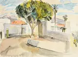 Gerard Dillon, Village Square, watercolour
