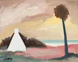 Cottage on the Coast by Markey Robinson, gouache on board, offered Dec 2018