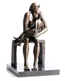 Mother and Child by John Behan, unique bronze on granite base, sold Dec 2018