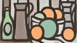 Still Life with Oranges by Markey Robinson, gouache on board, sold Dec 2018