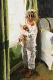 Rowland Davidson, Little Girl with Soft Toy, oil on canvas