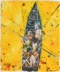 Boat by Charles Harper, 1990, mixed media on paper, sold Dec 2018