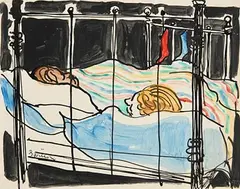 Sleeping Figures by Gerard Dillon, pen & wash, sold Dec 2018