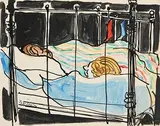 Gerard Dillon, Sleeping Figures, pen & wash