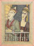 Graham Knuttel, The King and Queen of Dalkey, 1989, crayon