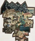 George Campbell, Arafo, Tenerife, gouache and watercolour with collage on paper