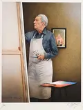 Robert Ballagh, Louis Le Brocquy in his Studio, limited edition lithograph, numbered 3 from an edition of 100