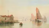 Moored in the Harbour by Alexander Williams, 1890, watercolour, sold Dec 2018