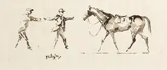 Peter Curling, Catching a Loose Horse, 1972, watercolour