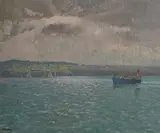 Patrick Leonard, Skerries Harbour Approach, Early Evening, oil on board
