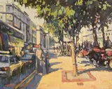 Pedestrians O'Connell Street, Dublin by Norman Teeling, oil on board, sold Dec 2018