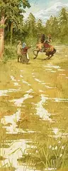Kay, Gerda and the Lapland Lady by P. J. Lynch, 1993, watercolour, sold Dec 2018