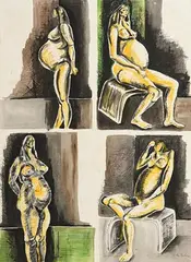 Maternitas by John Behan, 1970, mixed media on paper, offered Dec 2018
