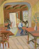 Ebba von Essen, Cafe Interior, 1949, pastel