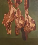 Gene Lambert, Sides of Beef, oil on canvas board
