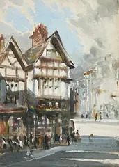James Le Jeune, French Village, watercolour