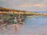 Senan O'Brien, Playmates, oil on canvas board