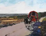 Michael Hanrahan, West of Ireland Gypsy Caravan, oil on canvas board