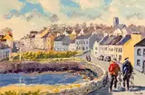 Ivan Sutton, Walking the Bikes, Roundstone Village, Co Galway, oil on board