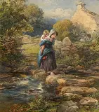 The Stepping Stones by Francis William Topham, 1861, watercolour, offered Nov 2018