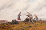 Everyone Helps with the Turf by Charles McAuley, 1983, oil on canvas, sold Nov 2018