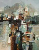 Mountain Village, Tenerife by George Campbell, oil on board, sold Nov 2018