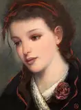 Ken Hamilton, Girl with Ribbon in her Hair, oil on board