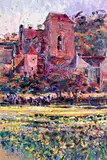 Arthur K. Maderson, April Evening, Saint-Amand-De-Coly, mixed media on board