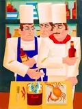 Three Chefs by Graham Knuttel, oil on canvas, sold Nov 2018