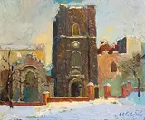 Seán O'Sullivan, St. Audeon's Under Snow, oil on board