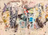 Rough Circus (SRIK Series) by John Kingerlee, oil and collage on board, sold Nov 2018