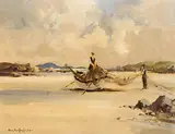 George Gillespie, Mending the Nets, oil on board
