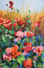 Kenneth Webb, Poppies in a Cornfield I, oil on canvas