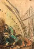 William Conor, Men of Steel, wax crayon