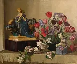 Herbert Davis Richter, Still Life - Cherubs and Tulips, oil on canvas