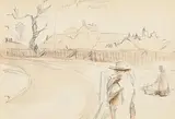 Figures on Road to the Village by Jack Butler Yeats, pen & wash, offered Sep 2018