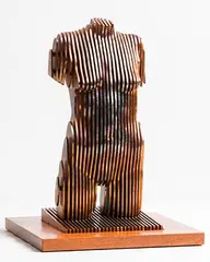 Tom Hiscocks British, Female Torso, copper plated corten steel on sapele wood - number 4 from an edition of 5