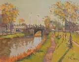 Evening Light, Grand Canal Dublin by Liam Treacy, oil on canvas, sold Sep 2018
