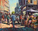 Flower Sellers, Grafton Street by Norman Teeling, oil on board, sold Sep 2018
