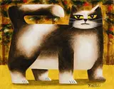 Yellow Eyed Cat by Graham Knuttel, oil on canvas, sold Sep 2018