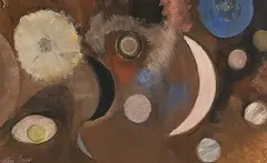 Arthur Power, Moons and Comets, mixed media on board