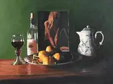 Patrick Marsh English, Still Life with Pin Up, oil on canvas