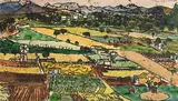 John Copnall, Spanish Village, 1955, watercolour & ink