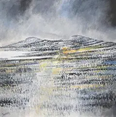 Manus Walsh, Winter Frost on the Burren, oil on board