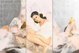 David Graux French, Arctique Nebuleuse, oil on canvas triptych
