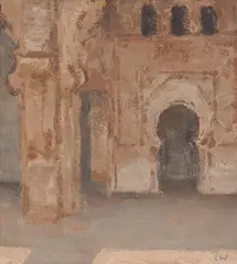 Mosque Interior - Tin Mal by Colin Watson, 2005, casein tempera on paper, offered Sep 2018