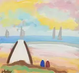 Markey Robinson, Summer Regatta, gouache on card