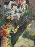 Daniel O'Neill, The New Arrival, mixed media on card