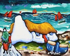 Annie Robinson, Watching the Regatta, acrylic on canvas
